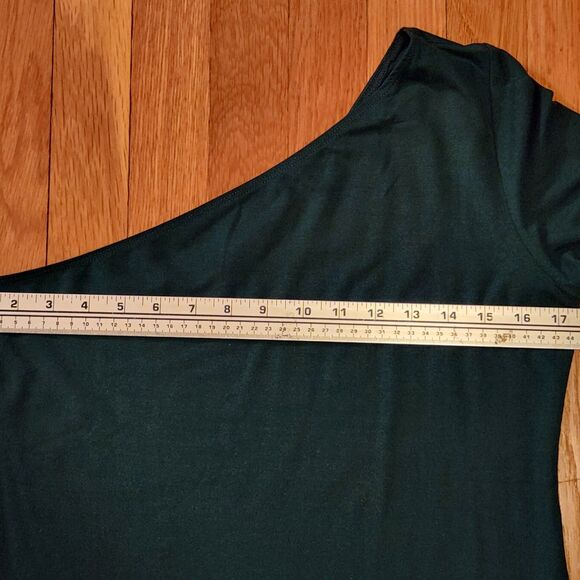 Reformation Yara Eco Cinch Mini Dress, One Shoulder, Forest Green, Sz XL - Picture 7 of 11